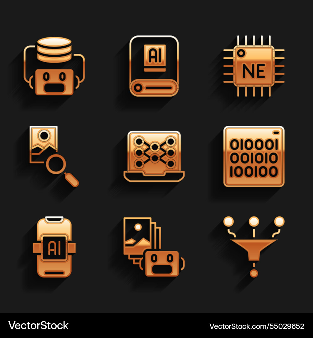 Set neural network artificial intelligence robot Vector Image