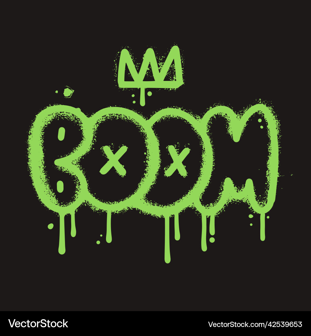 Boom - graffiti word sprayed in green over black Boom - graffiti word sprayed in green over black vector image
