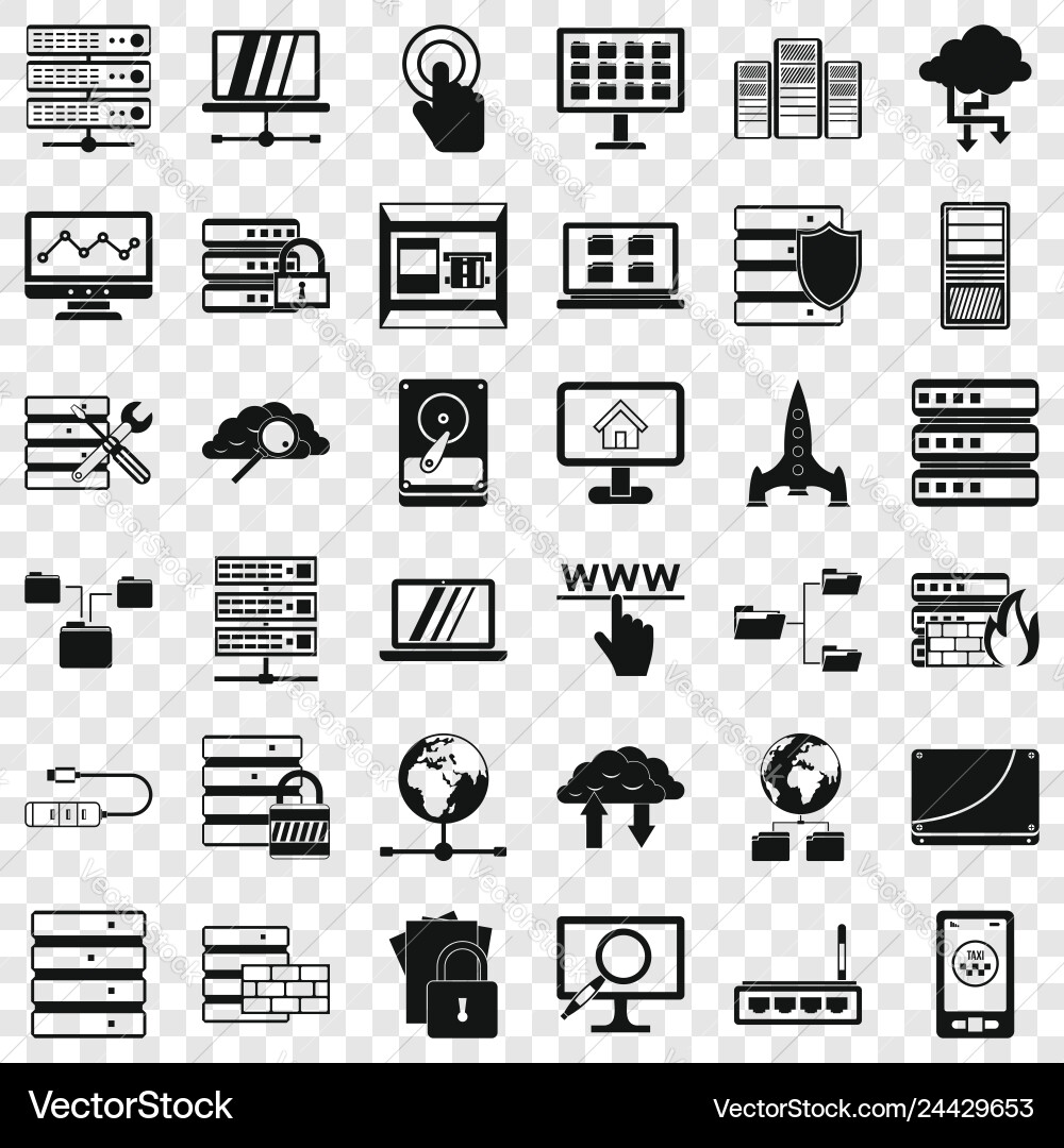 Database icons set simple style Database icons set simple style vector image