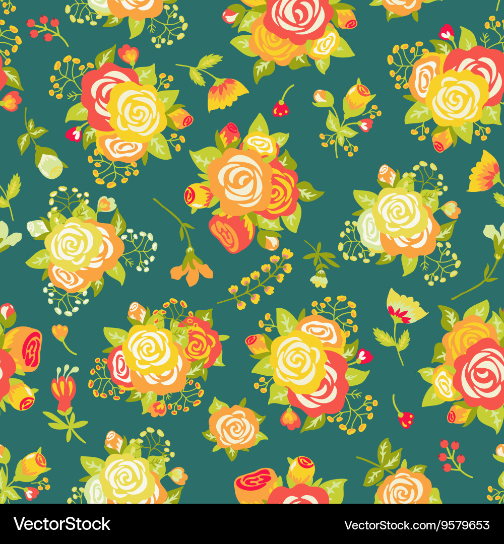 Floral Seamless Rosette Pattern Vector Image