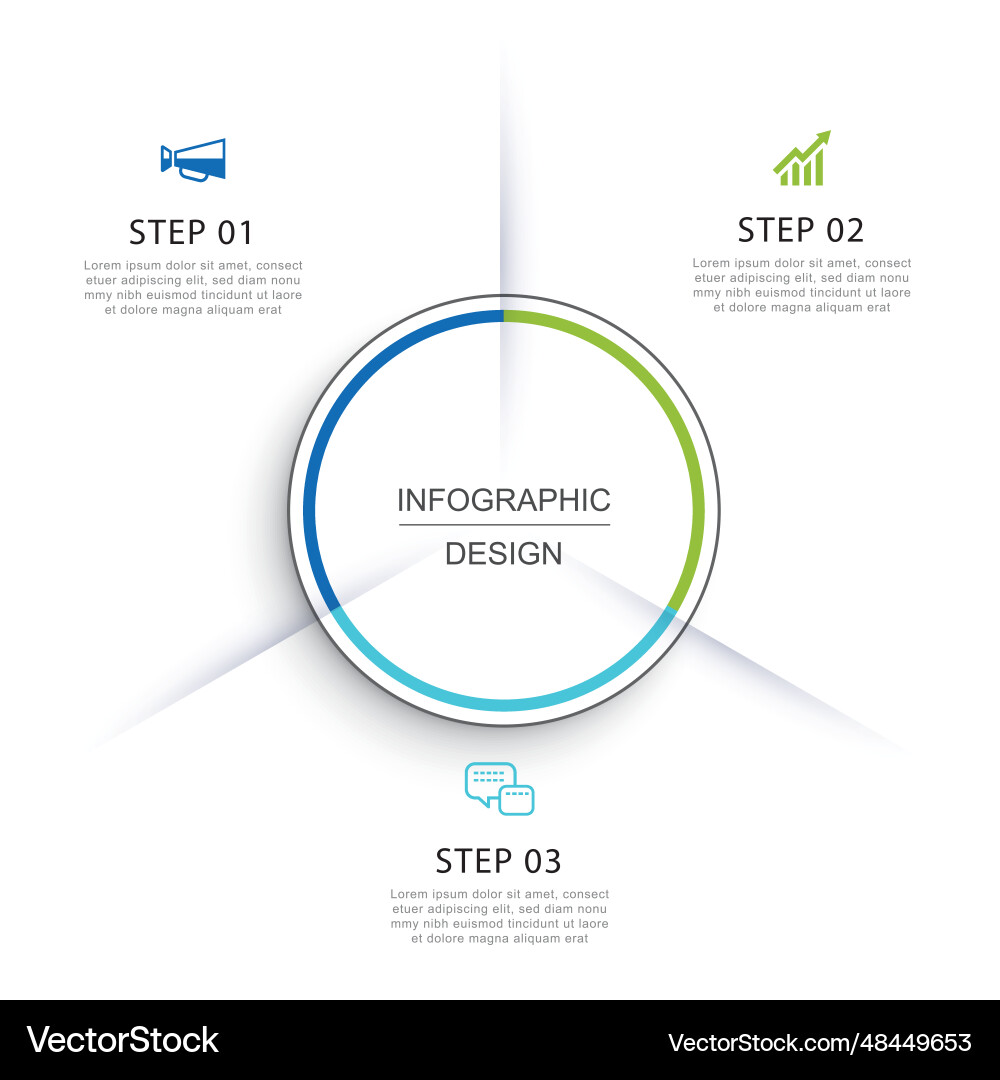 Infographics circle timeline with 3 number data vector image