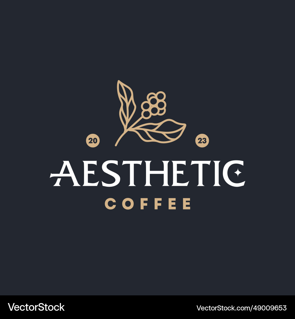 Modern coffeeshop logo coffee bean with plant Modern coffeeshop logo coffee bean with plant vector image