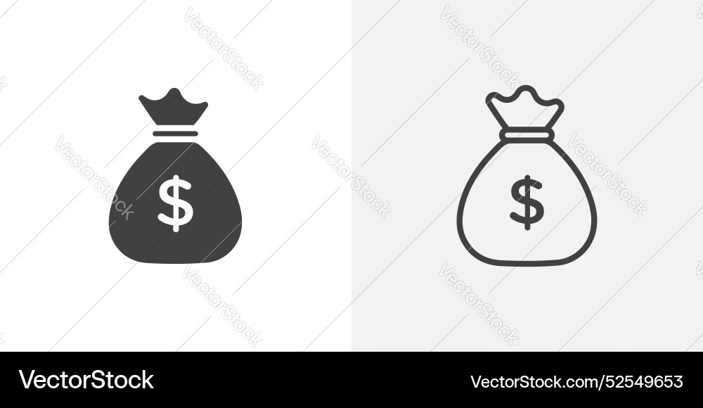 Money bag thin line icon set Royalty Free Vector Image