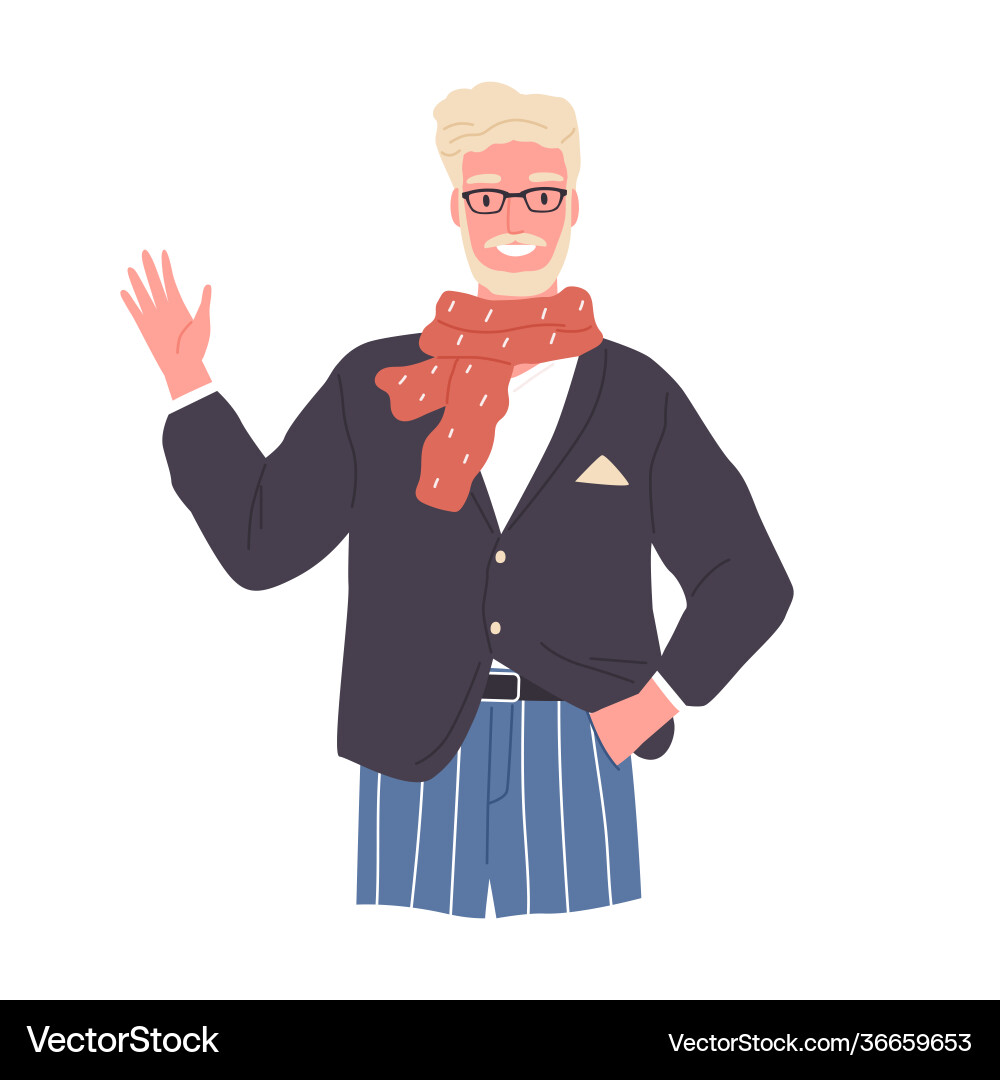 Portrait smiling old man in eyewear saying Portrait smiling old man in eyewear saying vector image