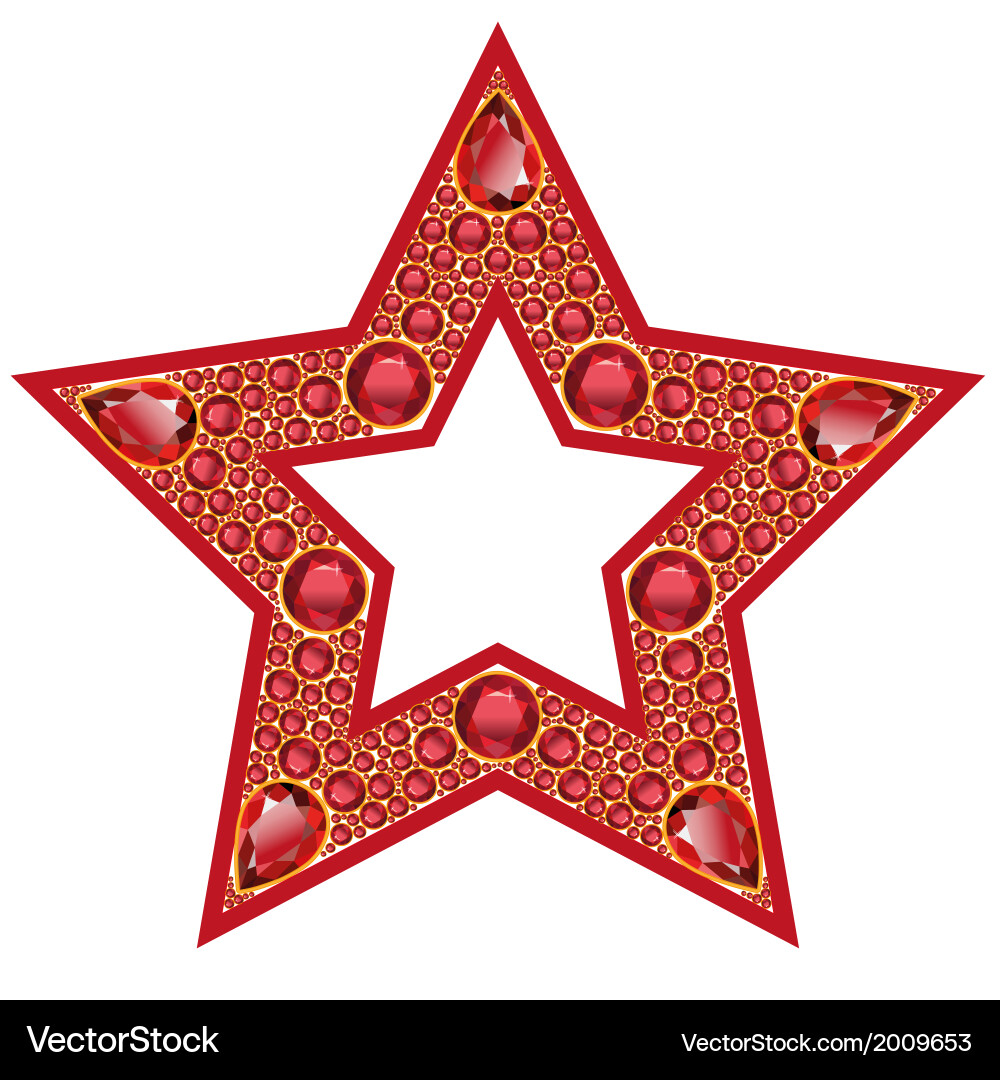 Ruby star isolated object Vector Image