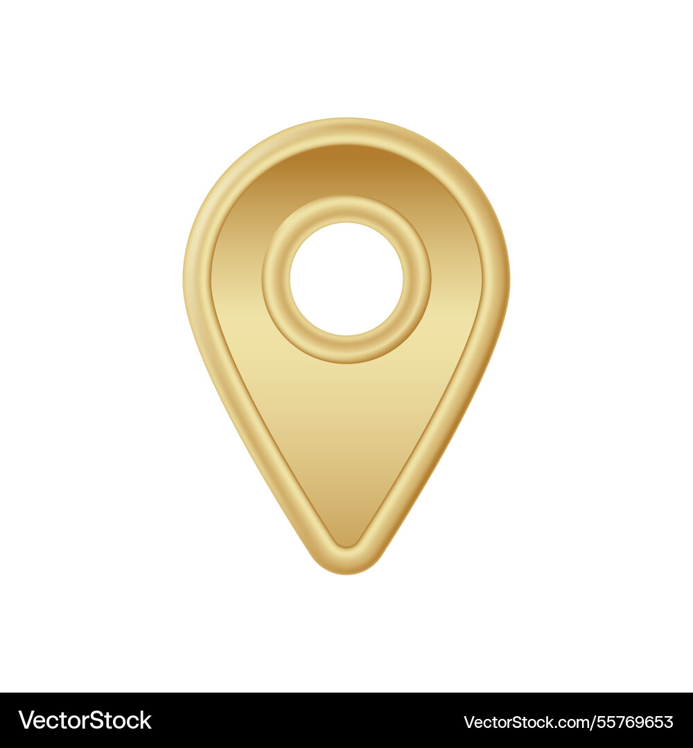 Smooth golden map pin symbol with rounded Vector Image