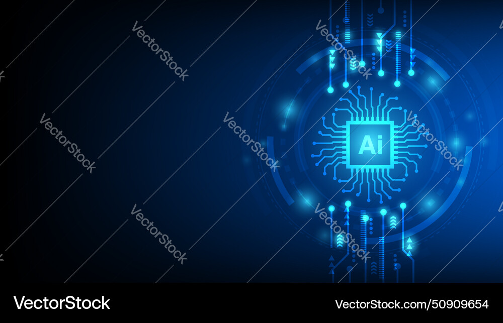 Artificial intelligence cybernetic circuit high Vector Image