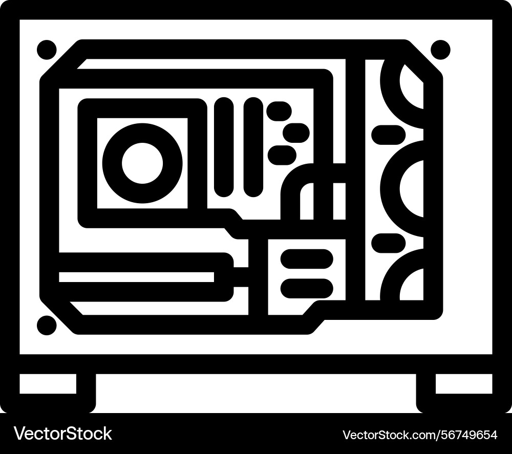 Custom build open case gaming pc line icon Custom build open case gaming pc line icon vector image