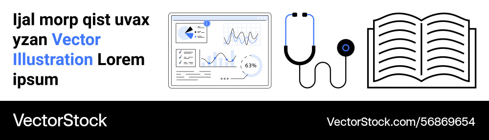 Data analysis dashboard stethoscope and open Data analysis dashboard stethoscope and open vector image