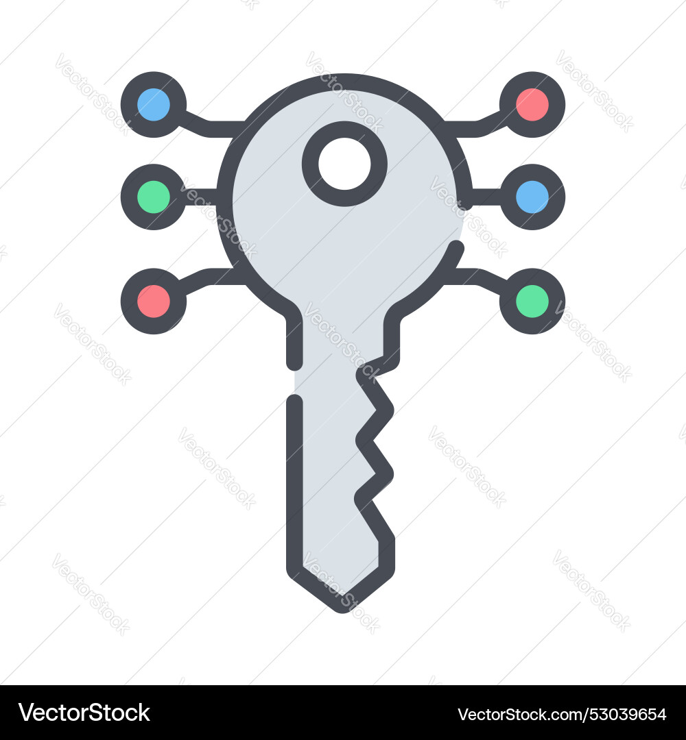 Digital key electronic made with binary code vector image