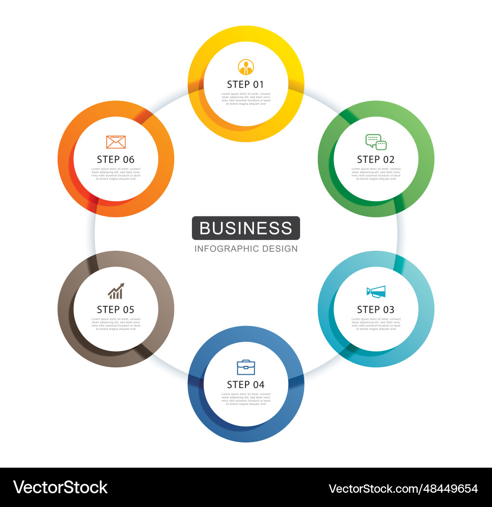 Infographics circle timeline with 6 number data vector image