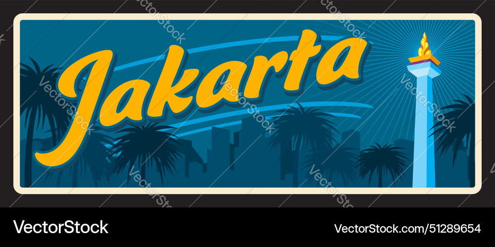 Jakarta indonesische Hauptstadt alte Reiseplatte Jakarta indonesische Hauptstadt alte Reiseplatte vektorbild