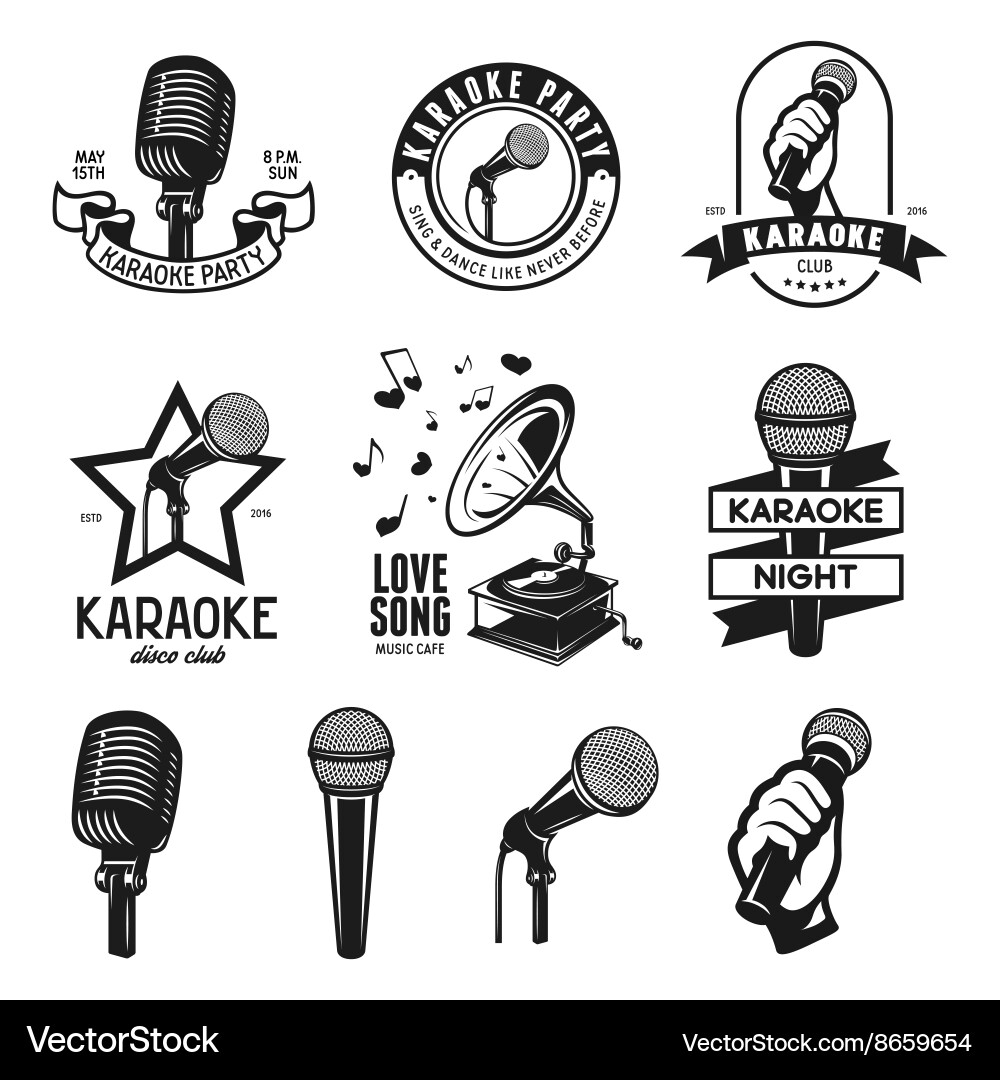 Karaoke Vintage Labels & Badges vector image