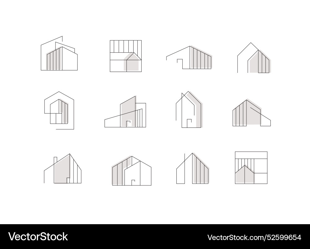 Modern Linear Building Icons vector image