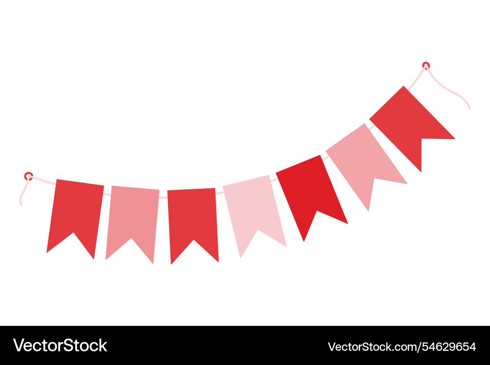 Pennant garland on string in trendy pale pink Pennant garland on string in trendy pale pink vector image