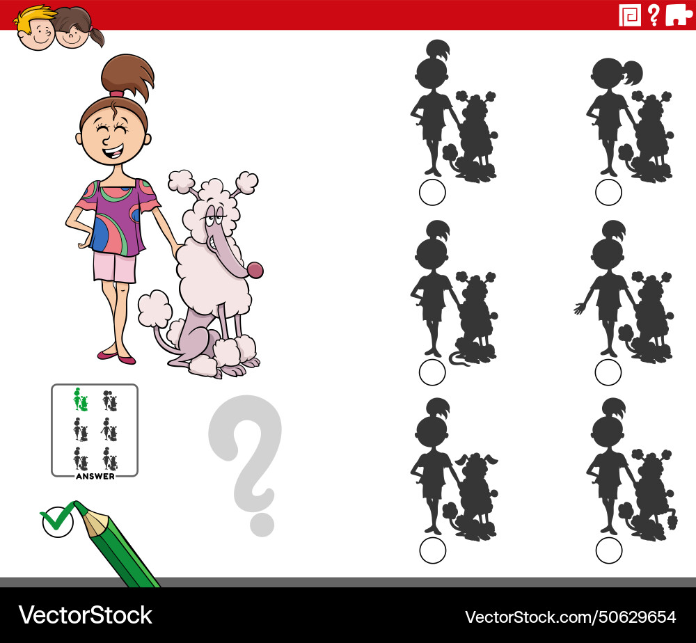 Shadow Matching Game with Puppy vector image