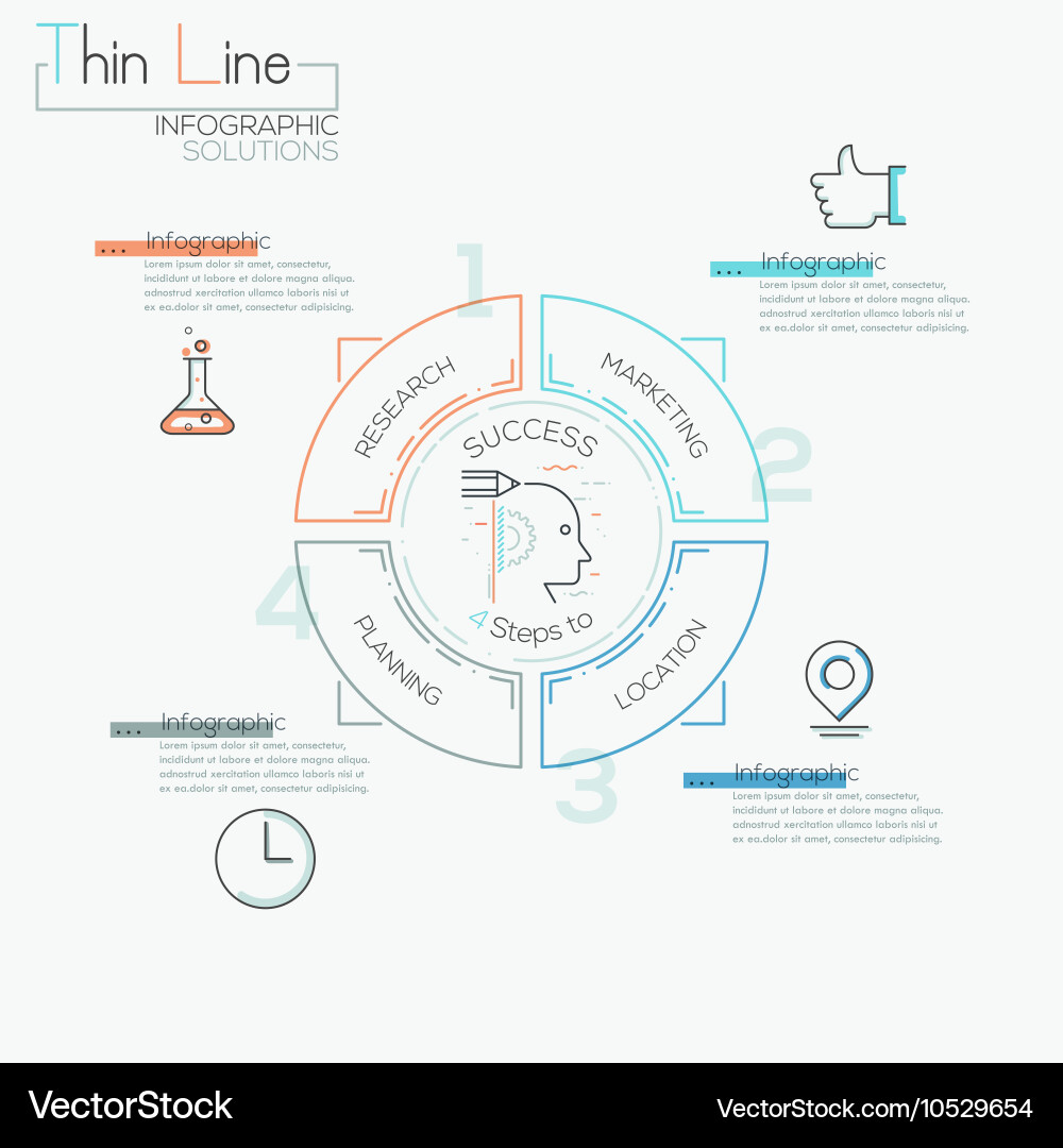 Thin line minimal arrow business cycle template vector image