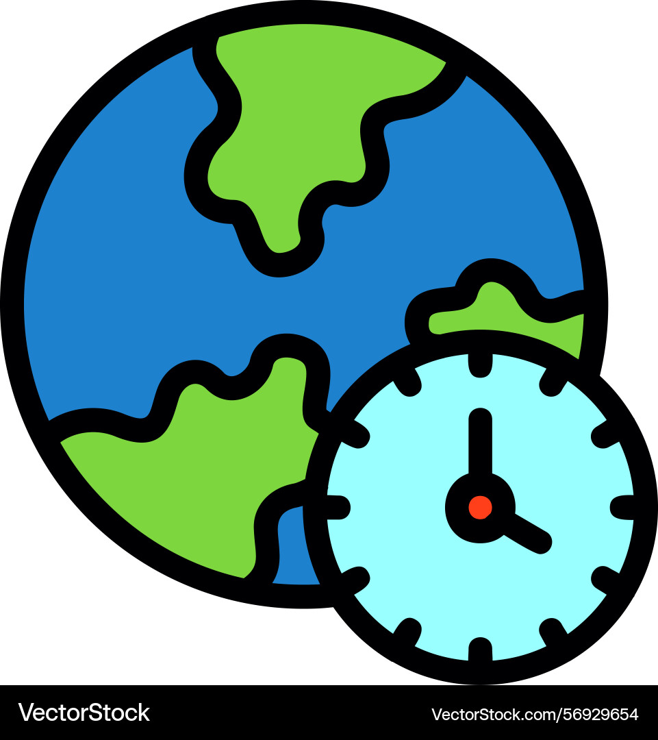 Time zone line filled style icon design Vector Image
