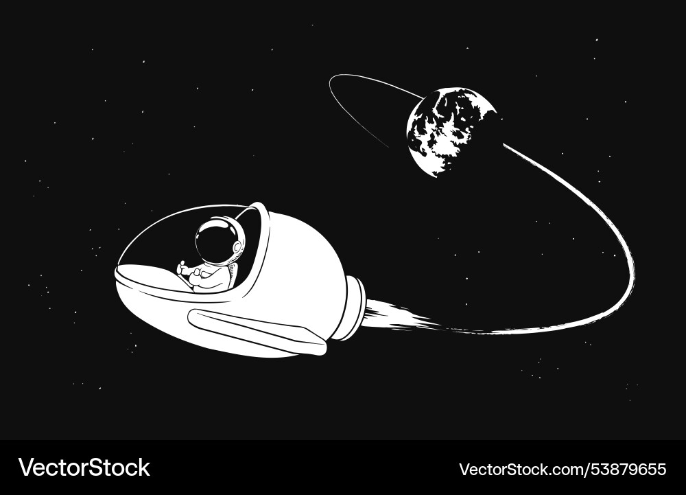 Astronaut in a spaceship flies from earth Astronaut in a spaceship flies from earth vector image