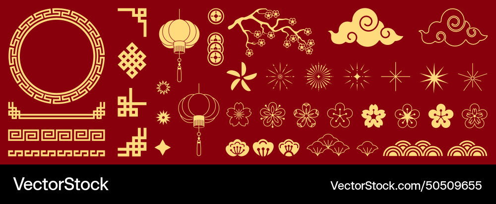 Chinese traditional patterns flowers lanterns Chinese traditional patterns flowers lanterns vector image