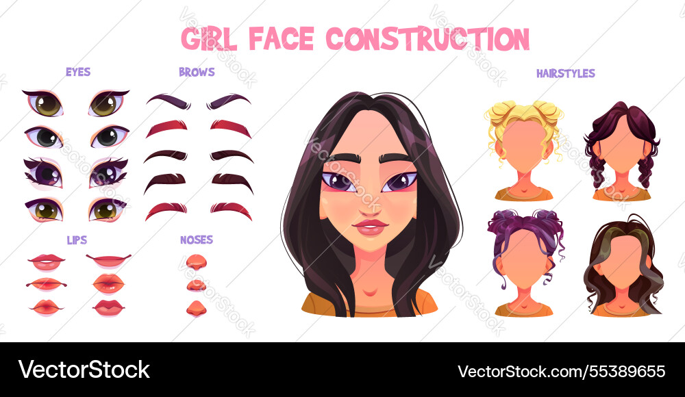 Expressive Face Kit - Character Creation Vector Image