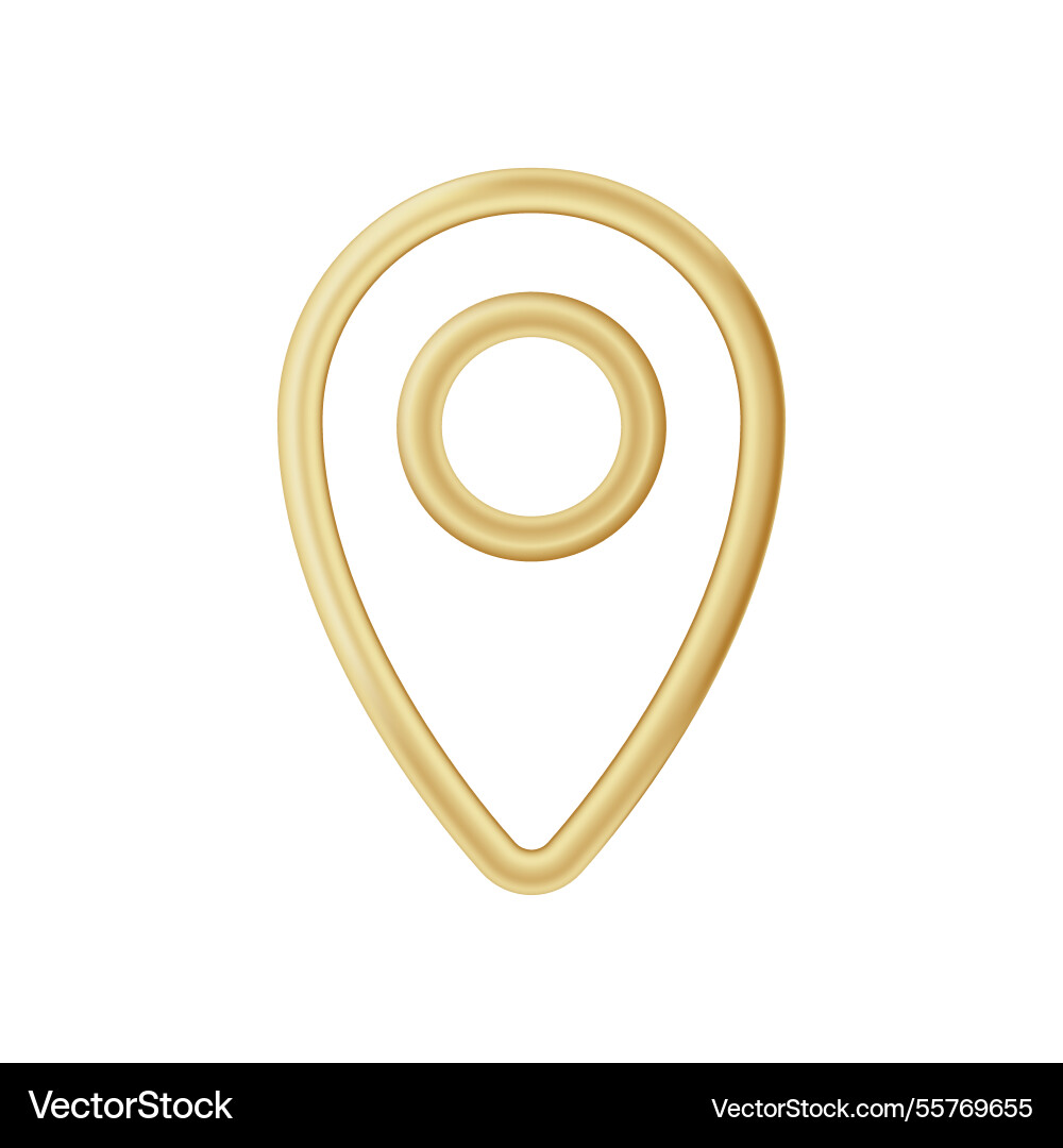 Golden map pin symbol with minimalistic design vector image