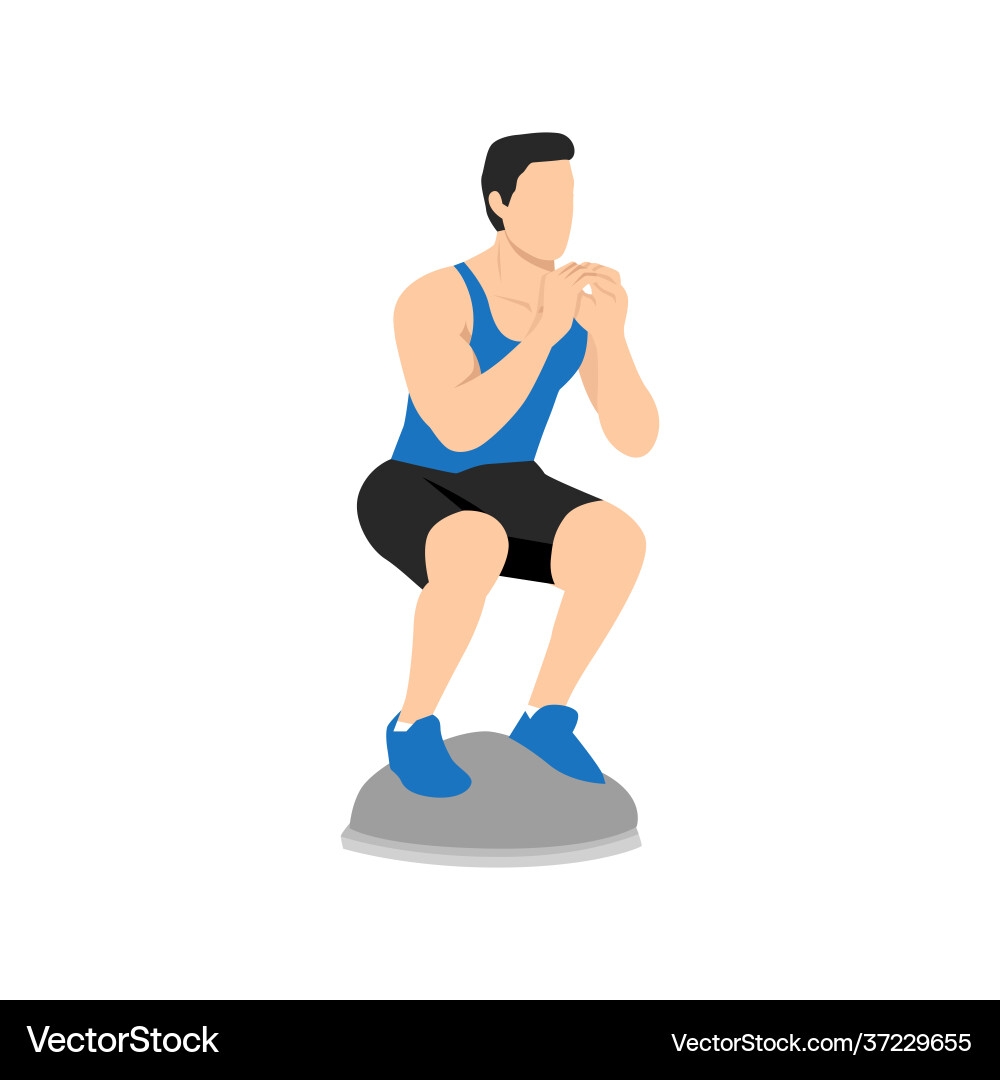 Man doing bosu ball static balance Man doing bosu ball static balance vector image