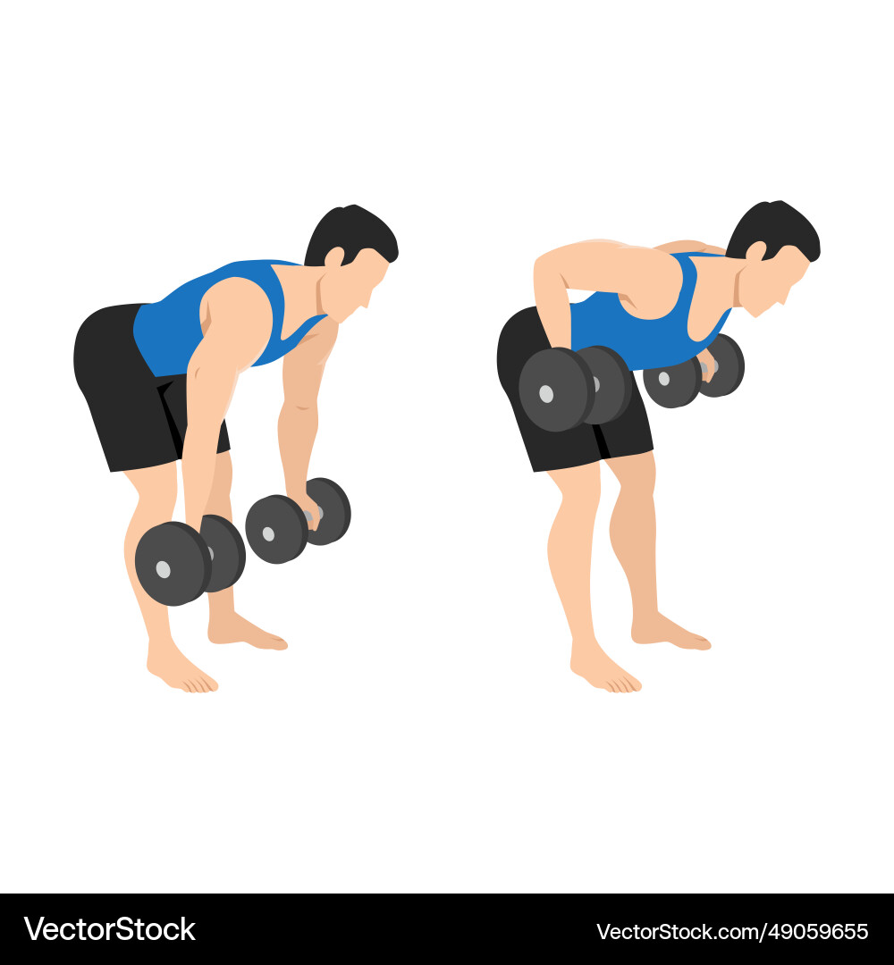 Man doing dumbbell bent over reverse grip row Man doing dumbbell bent over reverse grip row vector image