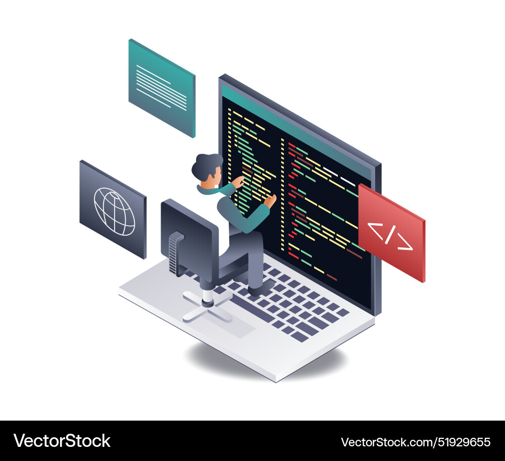 Programmers developing web applications Programmers developing web applications vector image