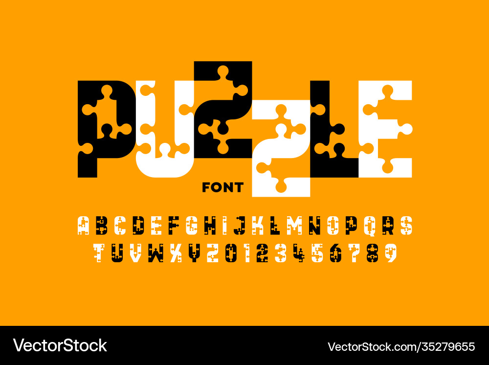 Puzzle-Spielstil Schriftart Puzzle alphabet Puzzle-Spielstil Schriftart Puzzle alphabet vektorbild