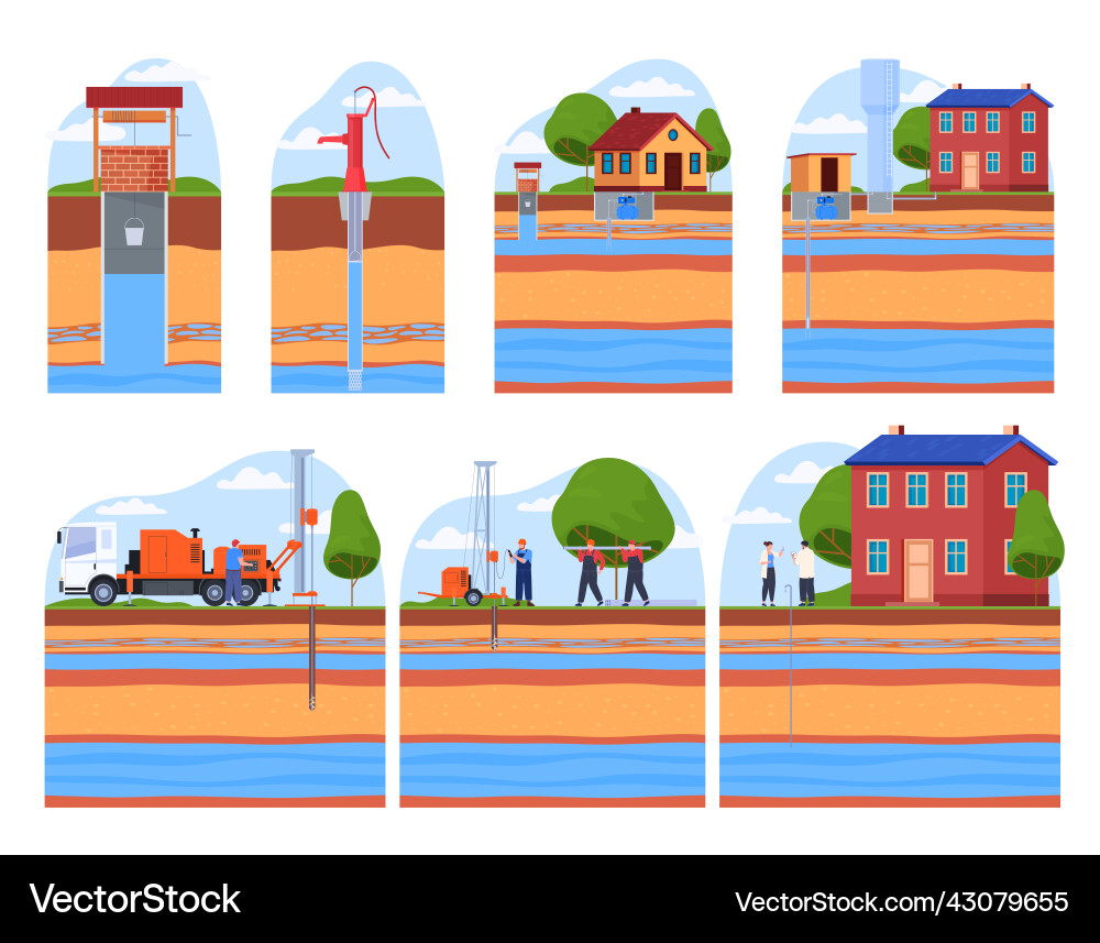 Residential Water Well Systems Royalty Free Vector Image