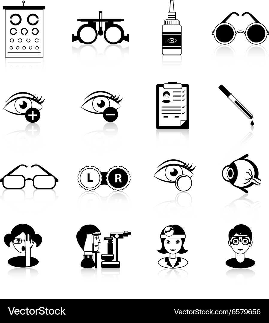Augenheilkunde Icon Set - Augenpflege Vektorbild