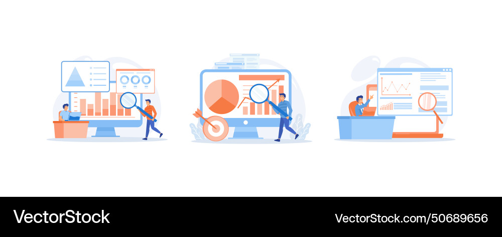 Data analysis worker checking analyst Data analysis worker checking analyst vector image