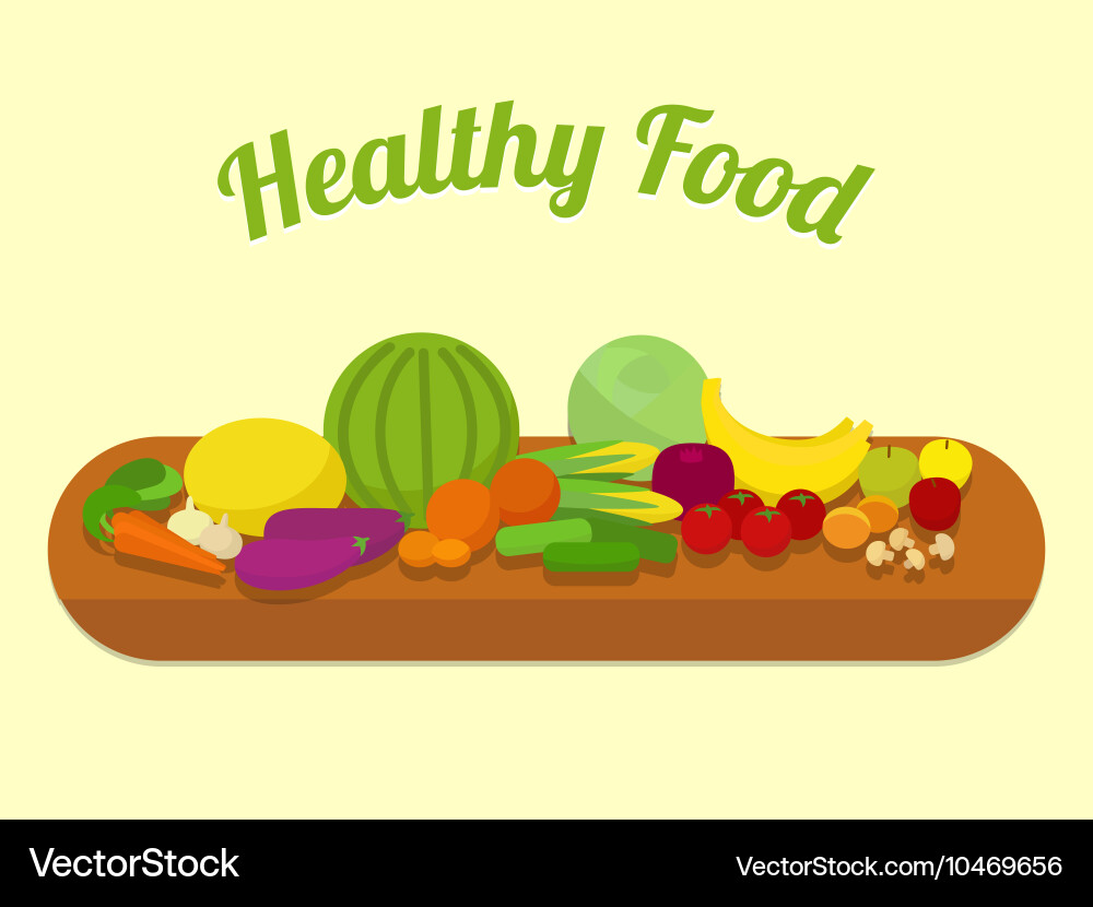 Healthy food cartoon – Royalty-Free Vector | VectorStock, image size:1000x830