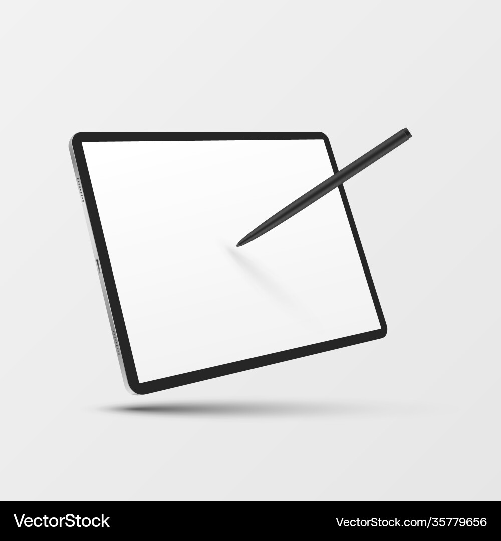 Tablet computer with stylus empty screen Tablet computer with stylus empty screen vector image