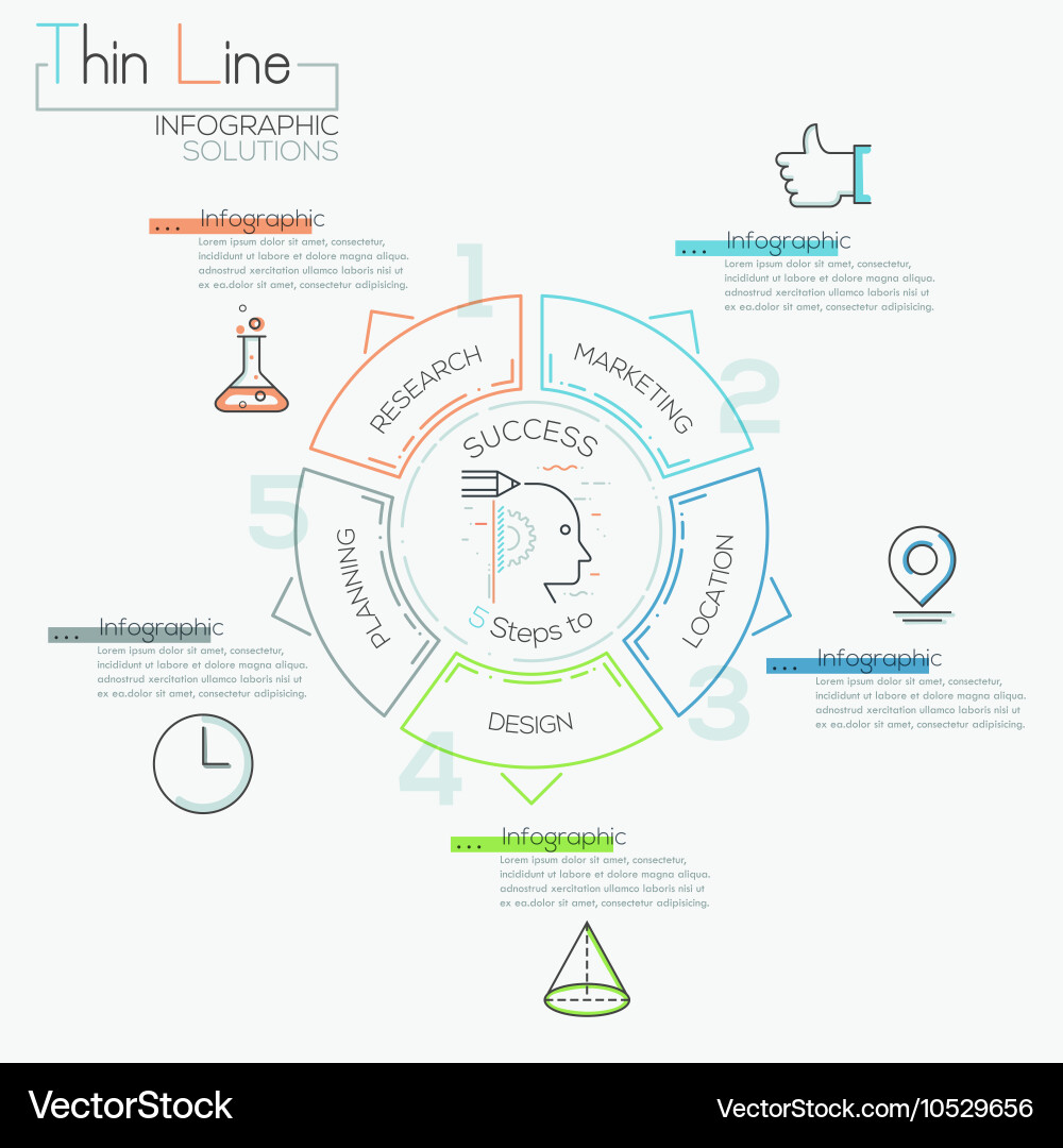 Thin line minimal arrow business cycle template vector image