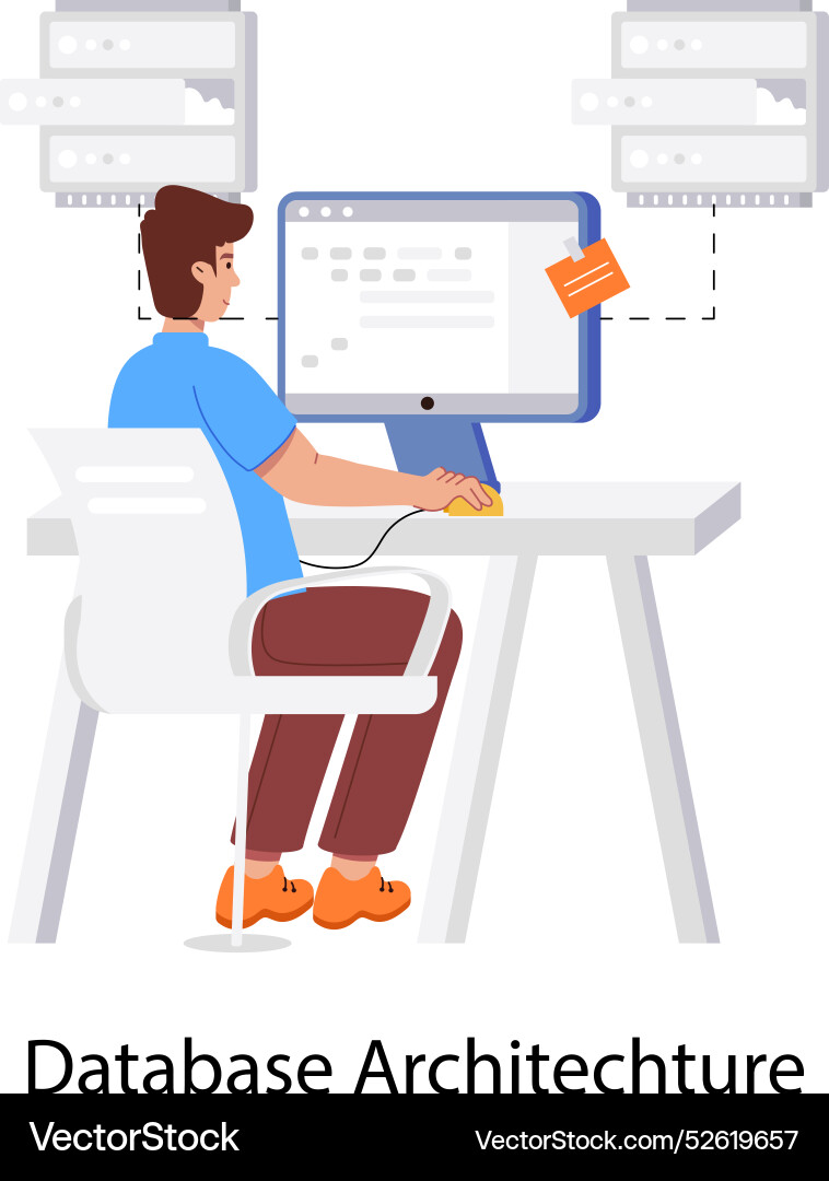 Basic rgba character based database architecture vector image