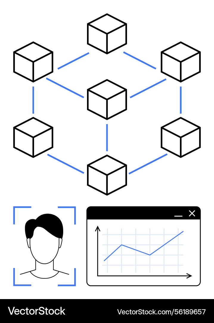 Blockchain technology with data analysis Blockchain technology with data analysis vector image
