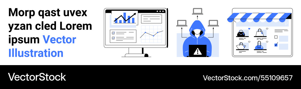 Cybersecurity e-commerce and data analysis Cybersecurity e-commerce and data analysis vector image