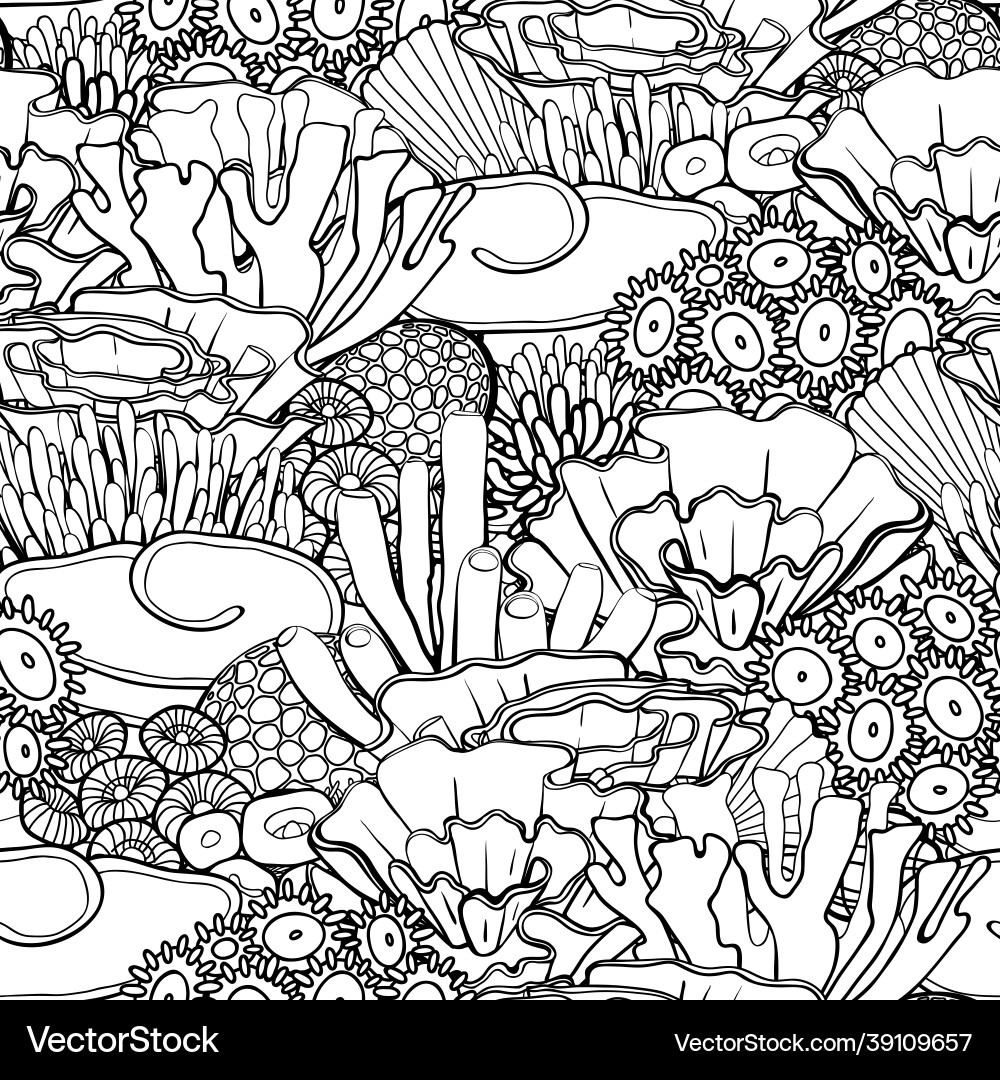 Graphic sea weeds corals and ocean plants Graphic sea weeds corals and ocean plants vector image