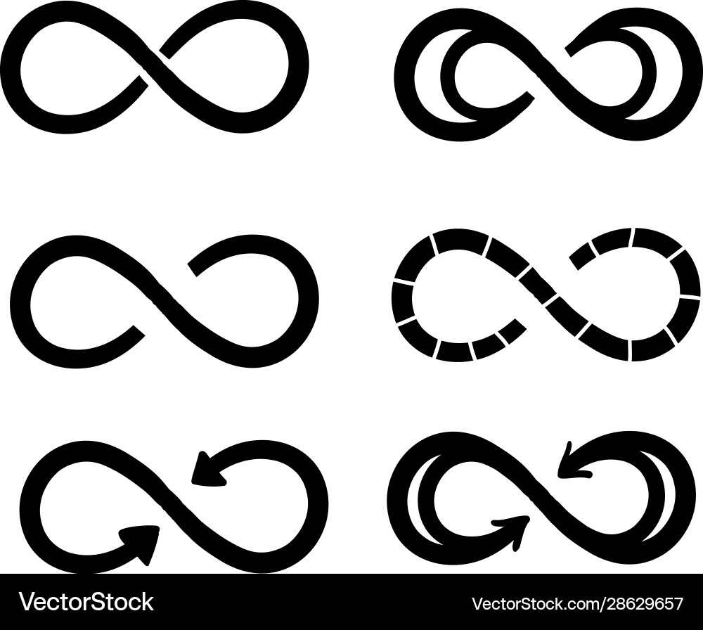 Infinity symbols eternal limitless endless life Vector Image