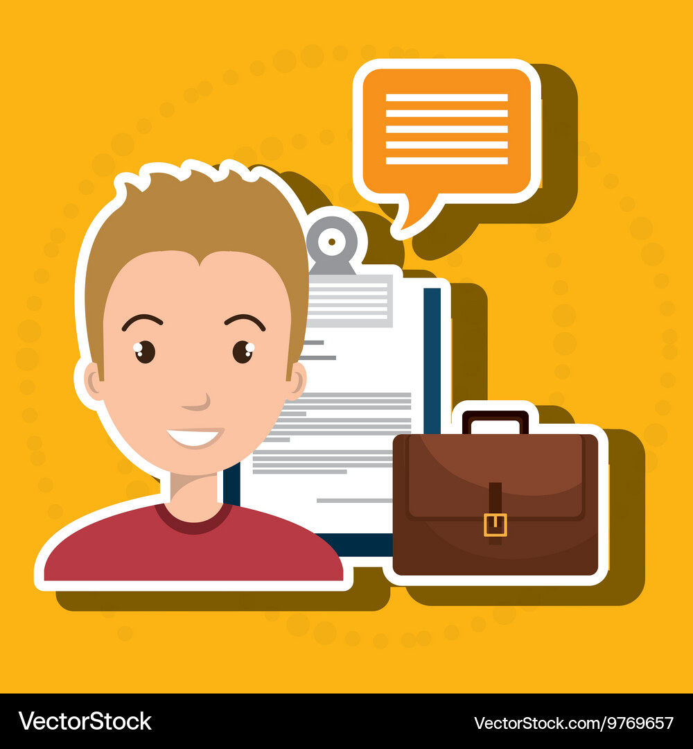 Man with suitcase and papers isolated icon design Vector Image