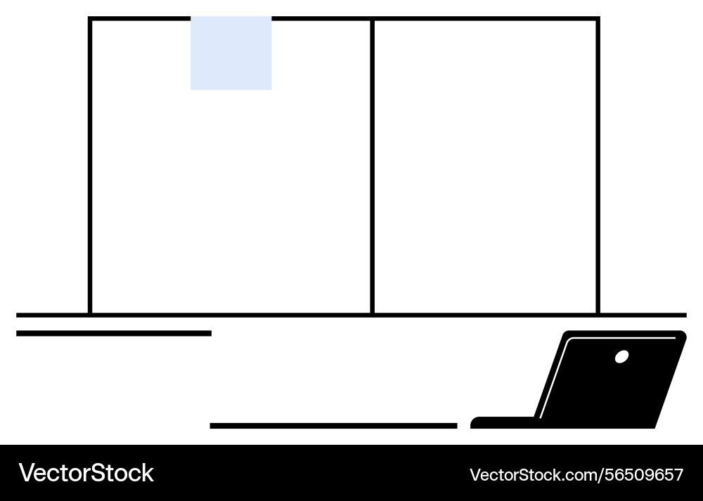Minimalist workspace with open laptop and large Vector Image