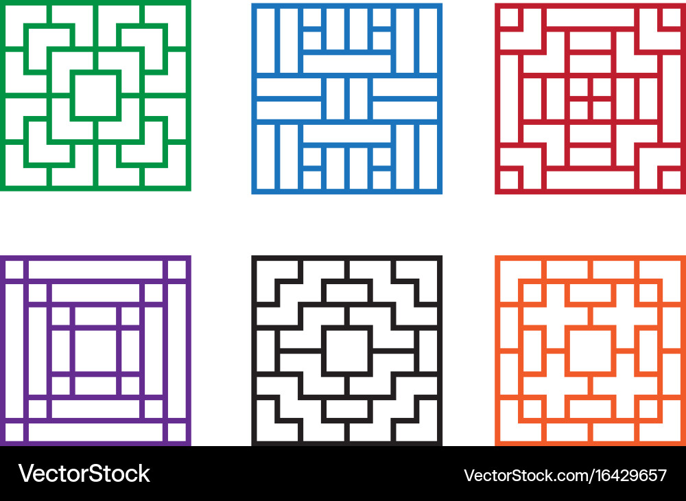Modern chinese pattern window in square concept vector image