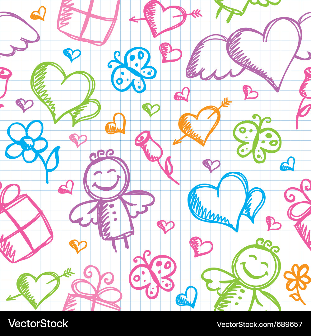 Romantic Sketch Pattern vector image