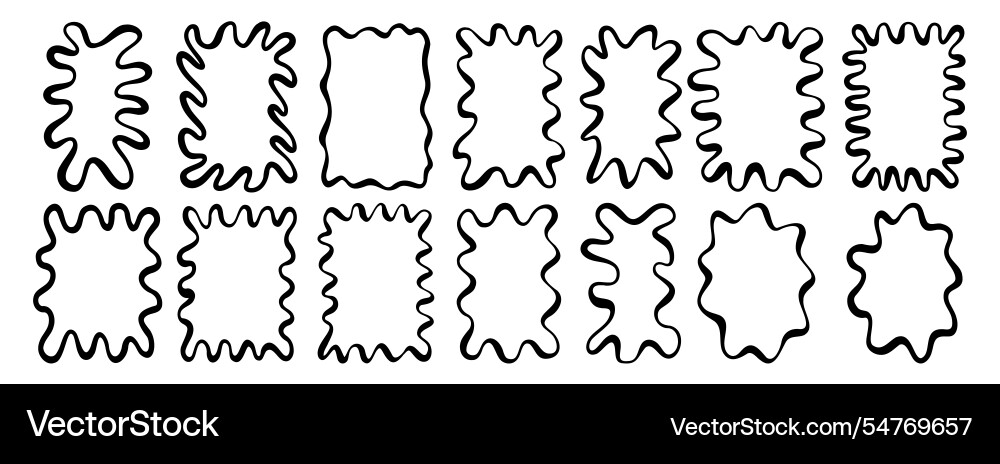 Squiggle frame set smooth wavy border template Squiggle frame set smooth wavy border template vector image