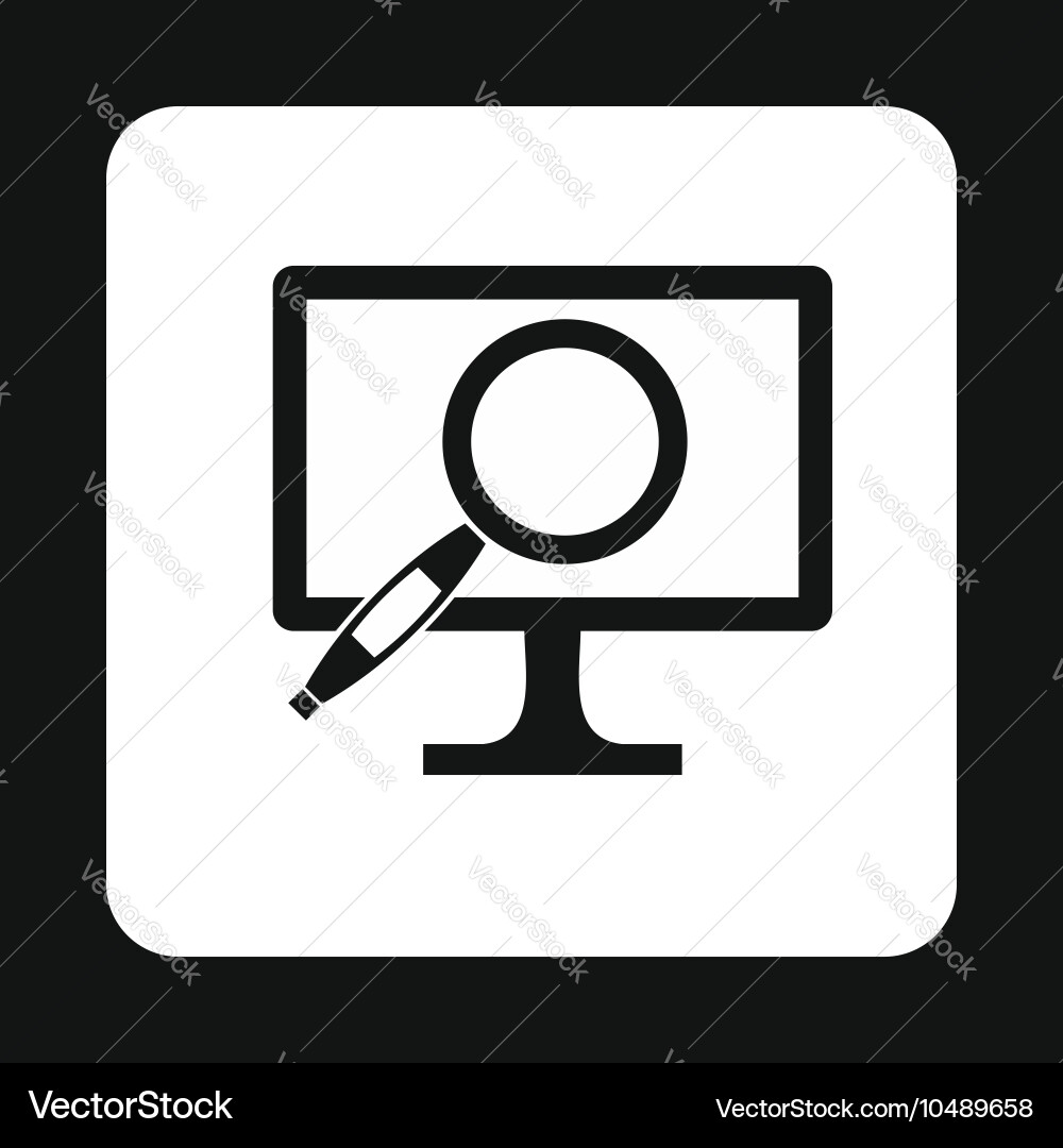 Finding information on computer icon simple style Vector Image