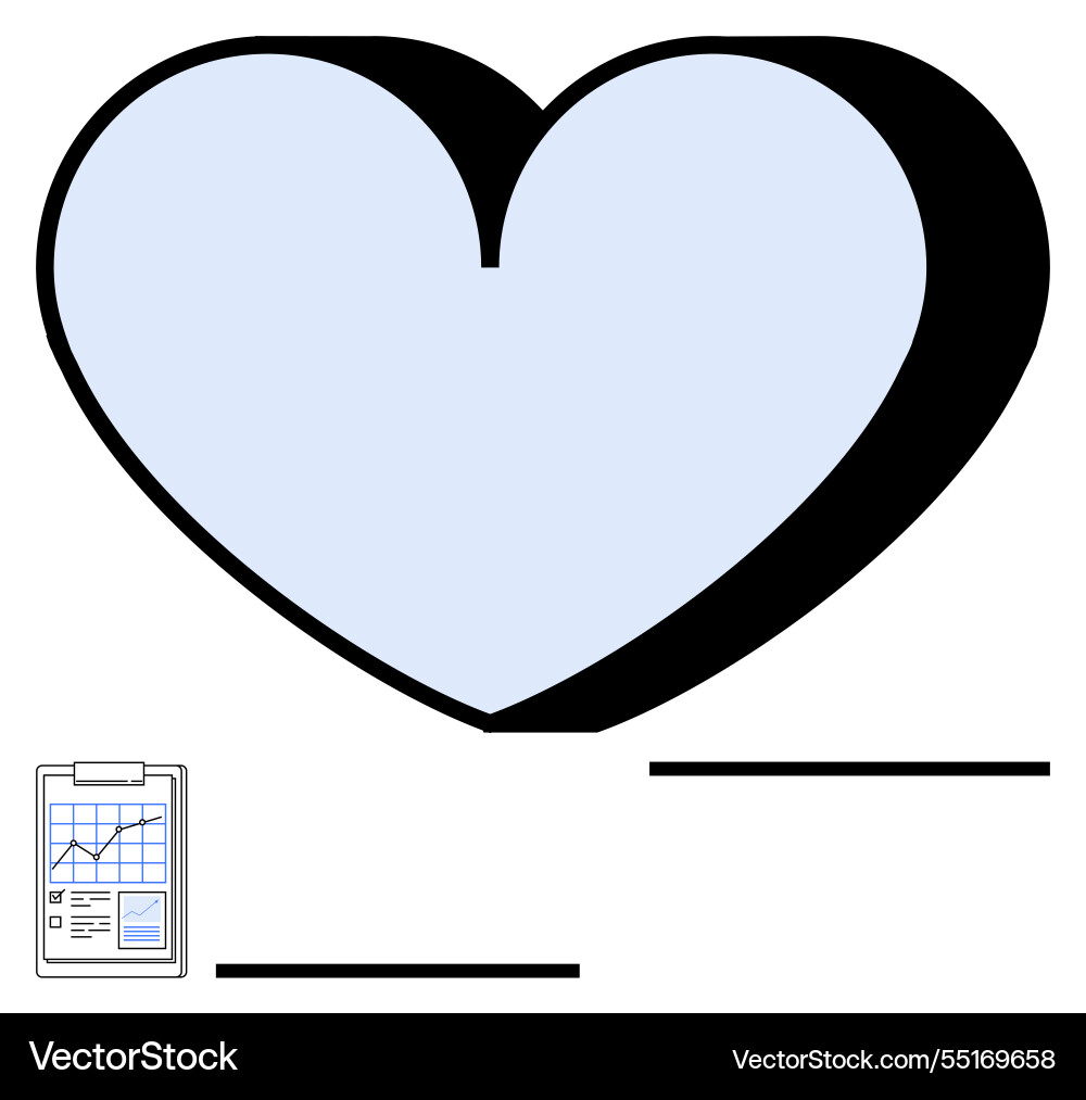 Heart shape with data chart clipboard symbolizing Heart shape with data chart clipboard symbolizing vector image