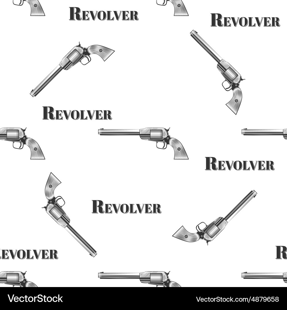 Seamless retro pattern revolver vector image