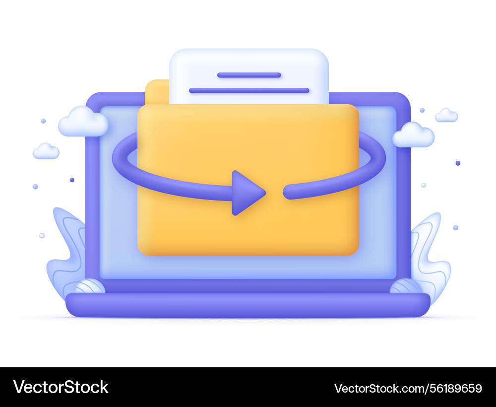 3d file transfer of document in folder 3d file transfer of document in folder vector image